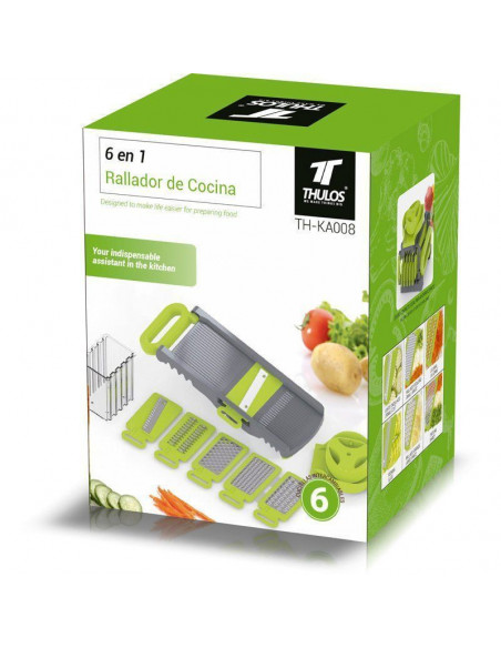 RALLADORA MANUAL DE ALIMENTO 6 EN 1, CON CUCHILLAS INTERCAMBIABLES TH-KA008