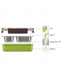 FIAMBRERA DE 750ML, LIBRE DE BPA, DE 2 COMPARTIMENTOS... 2