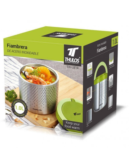 FIAMBRERA DE ACERO INOXIDABLE CON ASA DE TRANSPORTE 1.0L TH-LB10