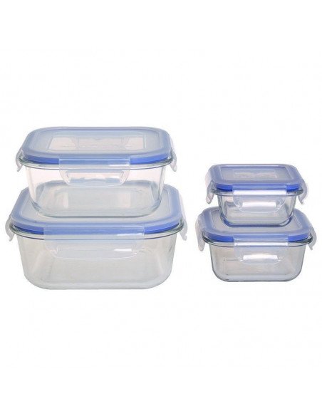 SET DE 4 FIAMBRERAS CUADRADAS, HECHA DE CRISTAL RESISTENTE TH-KA016