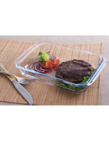 SET DE 3 BANDEJAS DE VIDRIO RECTANGULAR APTO PARA HORNO TH-KA019