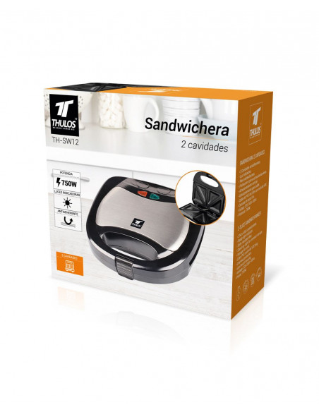 SANDWICHERA ELÉCTRICA, CAPACIDAD DE 750W, ANTIADHERENTE TH-SW12