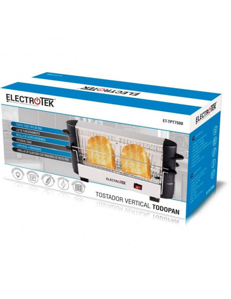 TOSTADOR ELÉCTRICO CON REJILLA DE ACERO INOXIDABLE PARA HASTA 4 PANES ET-TPT7500