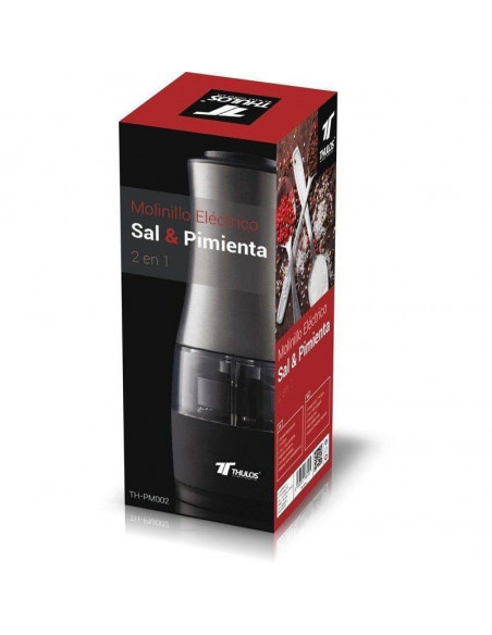 PIMENTERO Y SALERO ELÉCTRICO, HECHO DE ACERO INOXIDABLE THULOS TH-PM002
