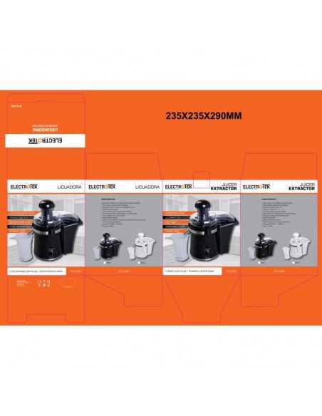 Licuadora 0.3L , 2 VELOCIDADES Y PATAS ANTIDESLIZANTE ELECTROTEK ET-EJ250