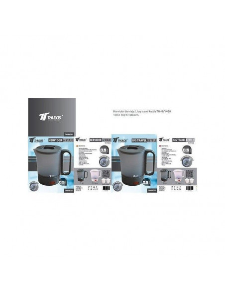HERVIDOR DE VIAJE CON CARCASA DE PLASTICO RESISTENTE 0.5L TH-HVV050