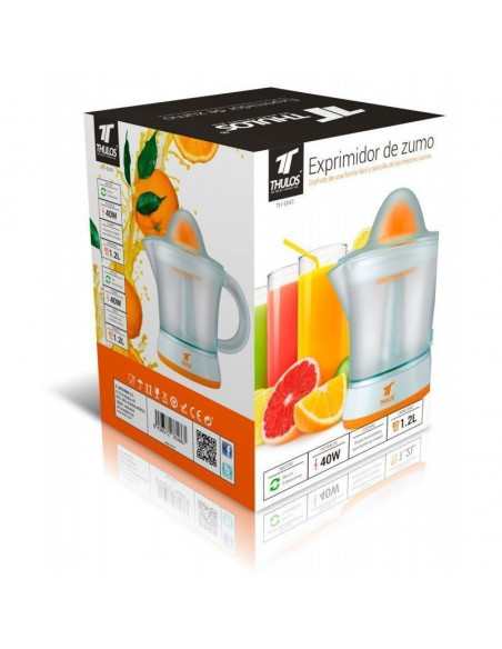 EXPRIMIDOR ELÉCTRICO 40W, GIRO EN 2 DIRECCIONES, 2 CONOS, 1.2L TH-EX41