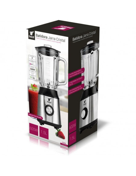 BATIDORA DE VASO, CUERPO DE ACERO INOXIDABLE, 2 VELOCIDADES, 1.5 LITROS, 600W TH-BV102