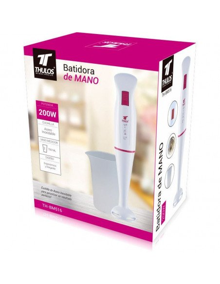 BATIDORA DE VARILLA, BOTON PULSADO, 200W TH-BM516 (ROJO)