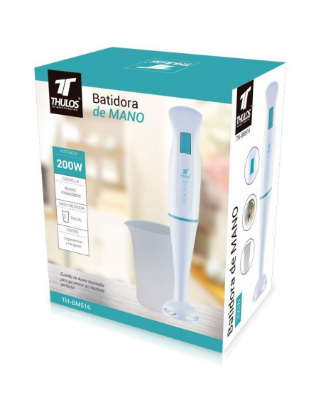BATIDORA DE VARILLA, BOTON PULSADO, 200W TH-BM516 (AZUL)