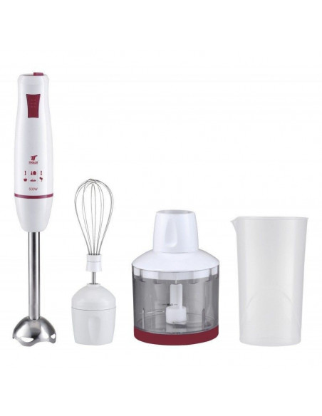 BATIDORA DE VARILLA SET, VELOCIDAD REGULABLE, MANGO ERGONÓMICO, 500W TH-BM515-INOX