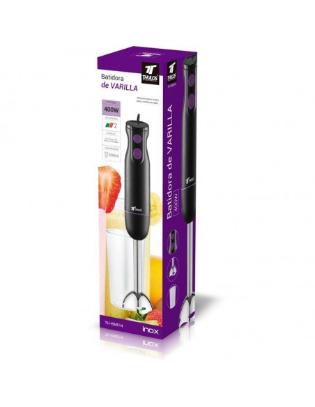 BATIDORA DE VARILLA, POTENCIA DE 400W, 2 HOJAS DE ACERO INOXIDABLE. THULOS TH-BM514 (MORADO)
