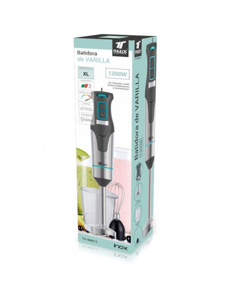 BATIDORA DE VARILLA XL, 4 HOJAS DE ACERO, 2 VELOCIDADES THULOS TH-BM513