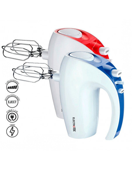 BATIDORA AMASADORA, 5 VELOCIDADES, 2 GANCHOS PARA MASA ET-BA150 (AZUL)