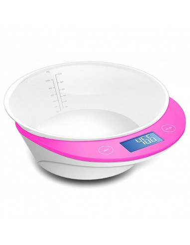 BALANZA DE COCINA DIGITAL DE ALTA PRECISIÓN CON 4 SENSORES Y UNA CARGA DE 5KG TH-DS8024 (ROSADO)