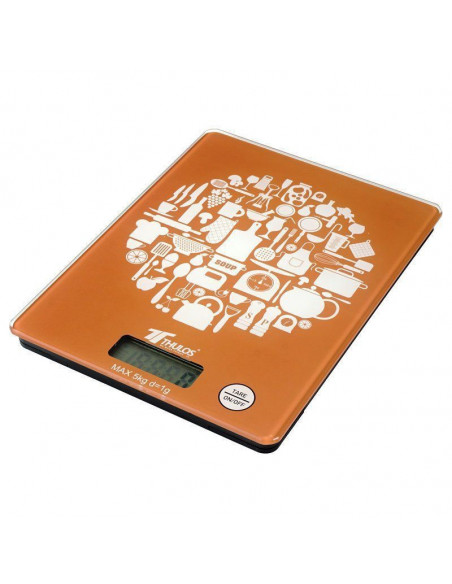 BALANZA DE COCINA DIGITAL, 5KG DE CAPACIDAD Y FUNCIÓN TARA TH-DS109 (NARANJA)