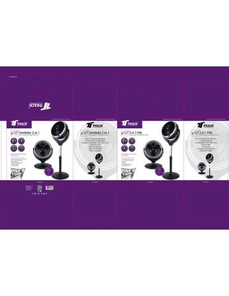 VENTILADOR 2 EN 1 PIE Y SOBREMESA CON REJILLA PROTECTORA Y 3 VELOCIDADES TH-FN210