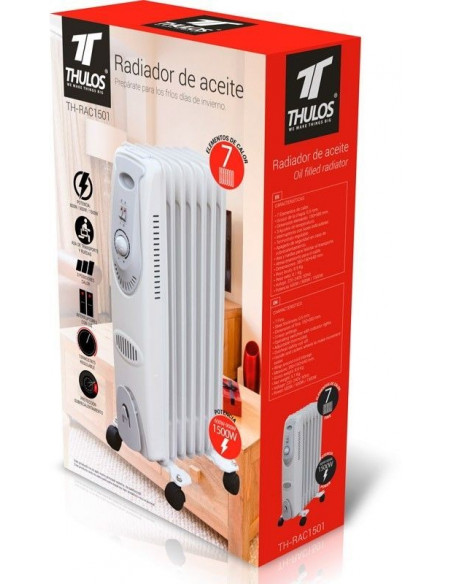Radiador de aceite, con 7 elementos de calor y termostato regulable Thulos TH-RAC1501